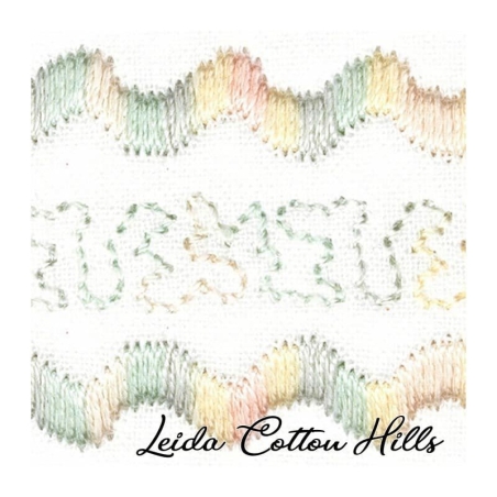 Detalle cambio de color hilo Sulky 12 wt para bordar, acolchar, sashiko... Colores suaves bebé 4012 ∙ Leida Cotton Hills