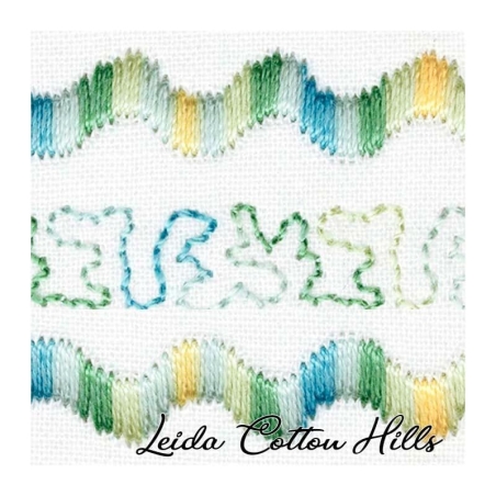 Detalle cambio de color hilo Sulky 12 wt para bordar, acolchar, sashiko... Color sol y mar 4013 ∙ Leida Cotton Hills