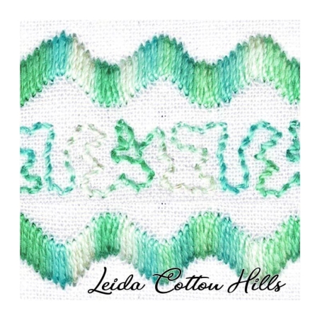 Detalle cambio de color hilo Sulky 12 wt para bordar, acolchar, sashiko... Color aguas frías 4015 ∙ Leida Cotton Hills
