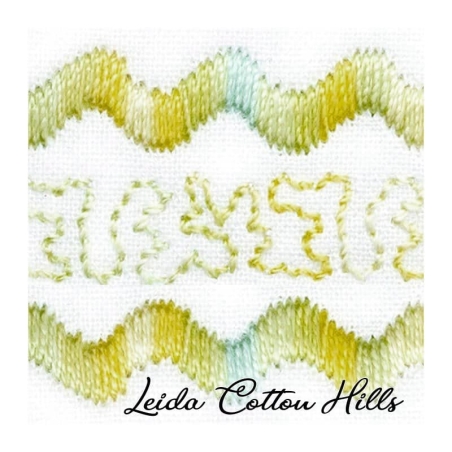 Detalle cambio de color hilo Sulky 12 wt para bordar, acolchar, sashiko... Color sorbete de lima 4017 ∙ Leida Cotton Hills