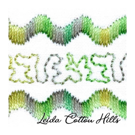 Detalle cambio de color hilo Sulky 12 wt para bordar, acolchar, sashiko... Color suelo de bosque 4019 ∙ Leida Cotton Hills