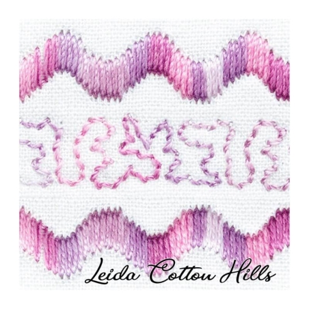 Detalle cambio de color hilo Sulky 12 wt para bordar, acolchar, sashiko... Color hortensia 4025 ∙ Leida Cotton Hills