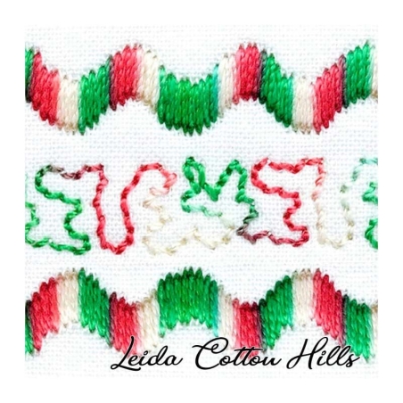 Detalle cambio de color hilo Sulky 12 wt para bordar, acolchar, sashiko... Color Navidad 4104 ∙ Leida Cotton Hills