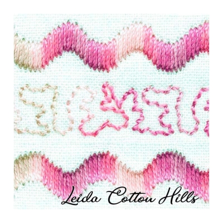 Detalle cambio de color hilo Sulky 12 wt. Color rosa vintage 4030 ∙ Leida Cotton Hills