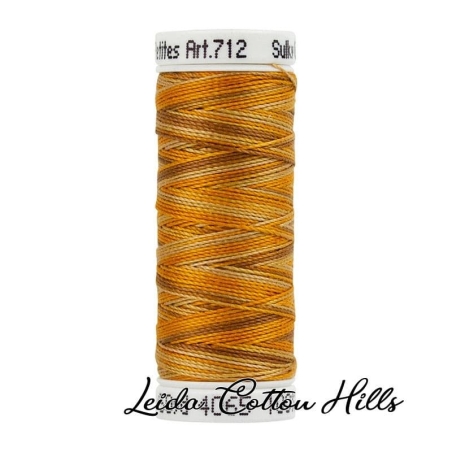 Detalle cambio de color hilo Sulky 12 wt. Color puesta de sol dorada 4065 ∙ Leida Cotton Hills