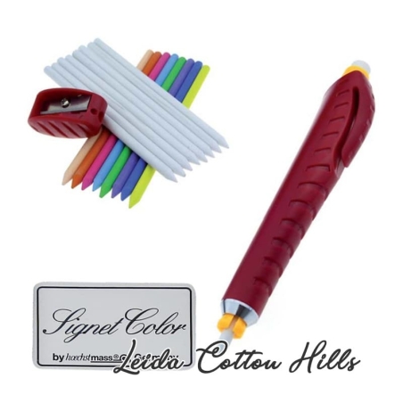 Set portaminas de tizas con goma, sacapuntas y minas blancas y de color, Signet color  ∙ Leida Cotton Hills