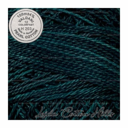 Hilos perlé Valdani Nº 12 color H 203  verde azulado ennegrecido ∙ Leida Cotton Hills