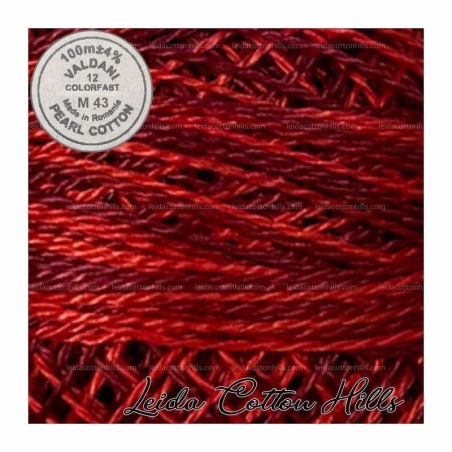 Hilos perlé Valdani Nº 12 color M 43 rojos vibrantes, rojos profundos ∙ Leida Cotton Hills