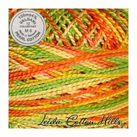 Hilos perlé Valdani Nº 12 color M 8 naranja, kiwi y papaya ∙ Leida Cotton Hills