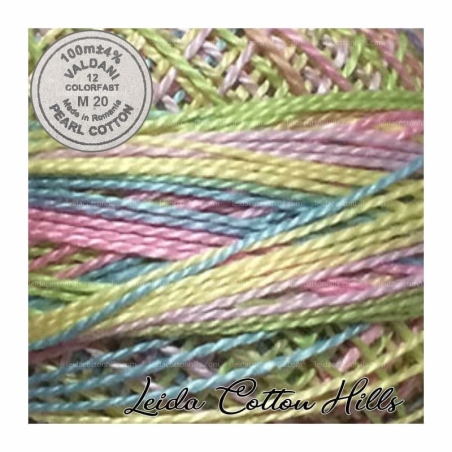 Hilos perlé Valdani Nº 12 color M 20 pasteles: lima, amarillo, azul y rosa ∙ Leida Cotton Hills