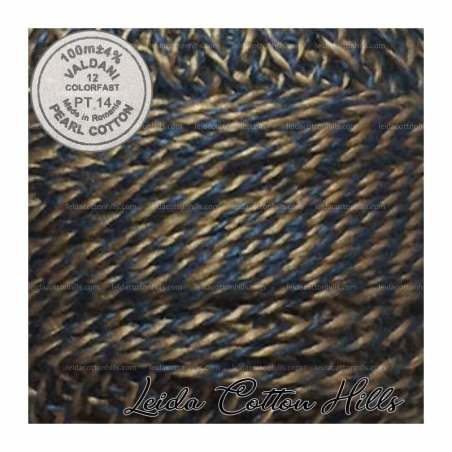 Hilos perlé Valdani Nº 12 color PT 14 azul y dorado ∙ Leida Cotton Hills