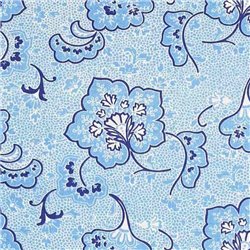 Tela para patchwork en tonos azules con flores