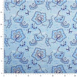 Tela para patchwork en tonos azules con flores