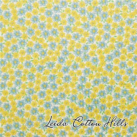 ? Tela para Patchwork con florecitas azules y amarillas ∙ Leida Cotton Hills