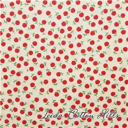 Tela para patchwork con florecitas rojas