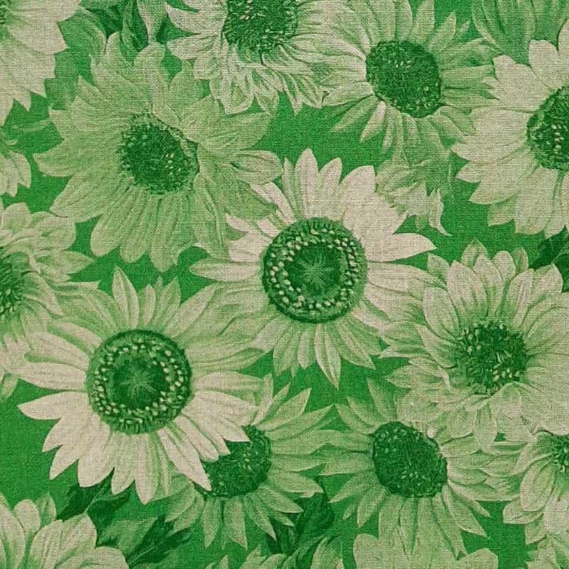 ? Tela Trasera para Patchwork con Girasoles en Verde ∙ Leida Cotton Hills