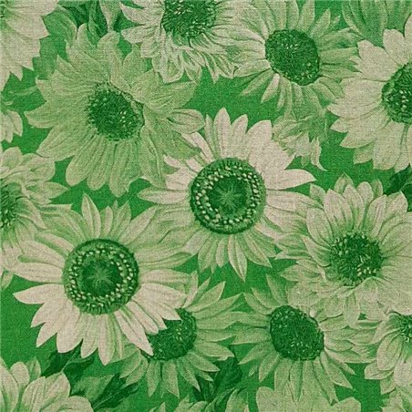 ? Tela Trasera para Patchwork con Girasoles en Verde ∙ Leida Cotton Hills