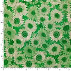 ? Tela Trasera para Patchwork con Girasoles en Verde ∙ Leida Cotton Hills