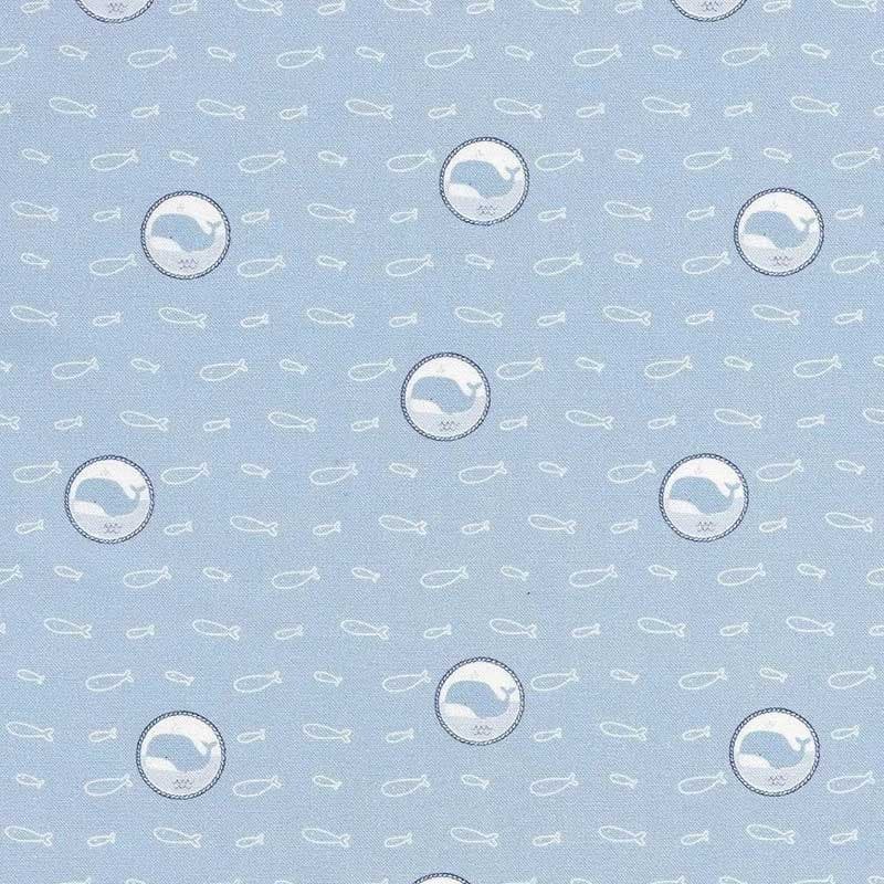 ? Tela para Patchwork azul con ballenas∙ Leida Cotton Hills