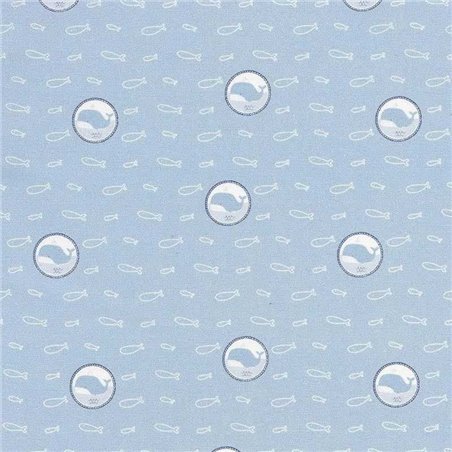 ? Tela para Patchwork azul con ballenas∙ Leida Cotton Hills