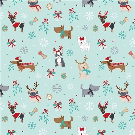 ❤️ Tela para Patchwork Infantil de Navidad con Perritos ∙ Leida Cotton Hills