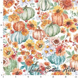 ? Tela para patchwork flores otoñales y calabazas - Happy Harvest ∙ Leida Cotton Hills