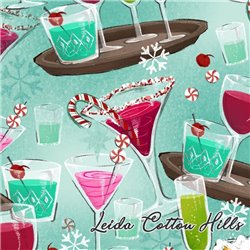 ? Tela para patchwork con estampados de Navidad copas para celebracion - Holiday Spirits ∙ Leida Cotton Hills