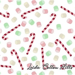 ? Tela para patchwork navideña con bastones caramelos - Snow and Hot Cocoa ∙ Leida Cotton Hills