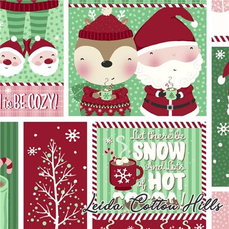 ? Tela para patchwork navideña con diseño patch - Snow and Hot Cocoa ∙ Leida Cotton Hills