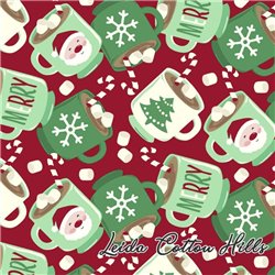 ? Tela para patchwork navideña con tazas chocolate caliente - Snow and Hot Cocoa ∙ Leida Cotton Hills