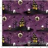 Tela para patchwork con dibujos de Halloween sobre morado