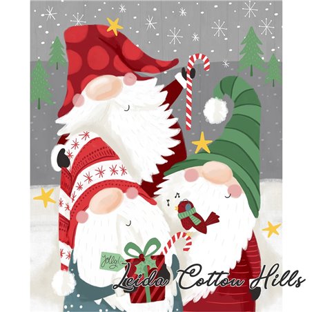 ? Tela para patchwork navideña, panel gnomos - I will be gnome for christmas∙ Leida Cotton Hills