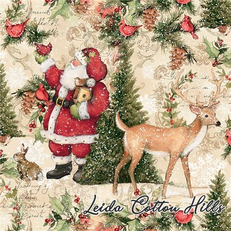 ? Tela para Patchwork  navideña con Santa Claus y renos ∙ Leida Cotton Hills