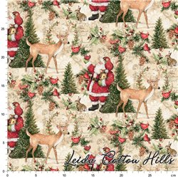 ? Tela para Patchwork  navideña con Santa Claus y renos ∙ Leida Cotton Hills