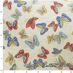 ?️ Tela para Patchwork con mariposas y detalles dorados ∙ Leida Cotton Hills