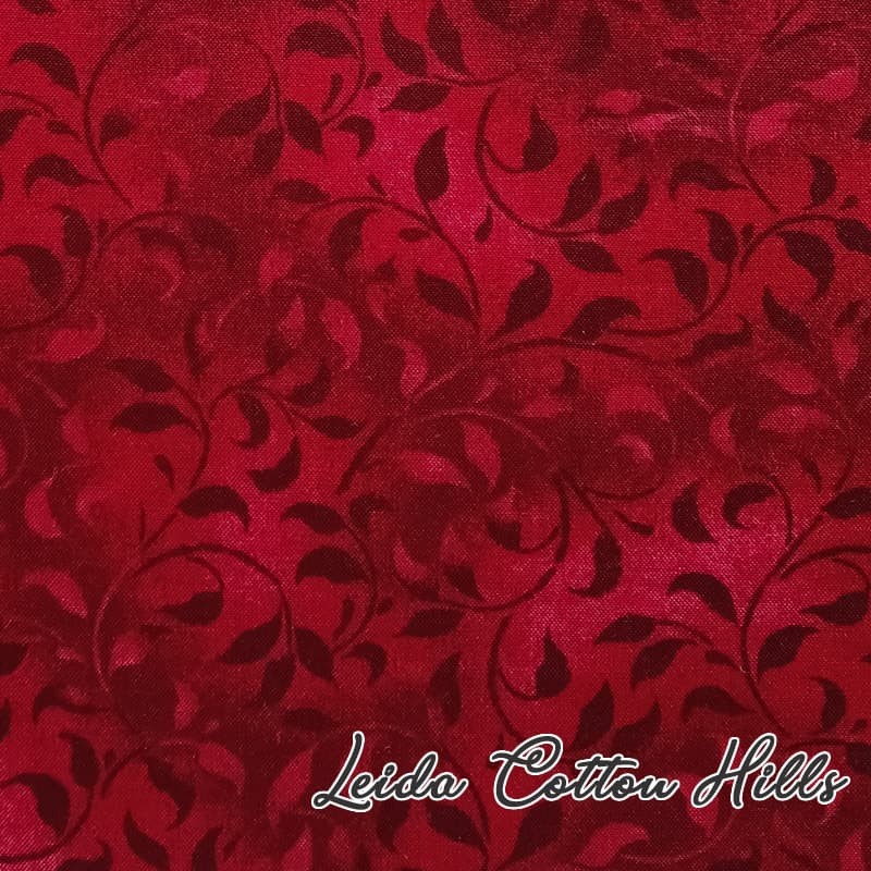 ? Tela Trasera para Patchwork en Rojo con Hojas ∙ Leida Cotton Hills