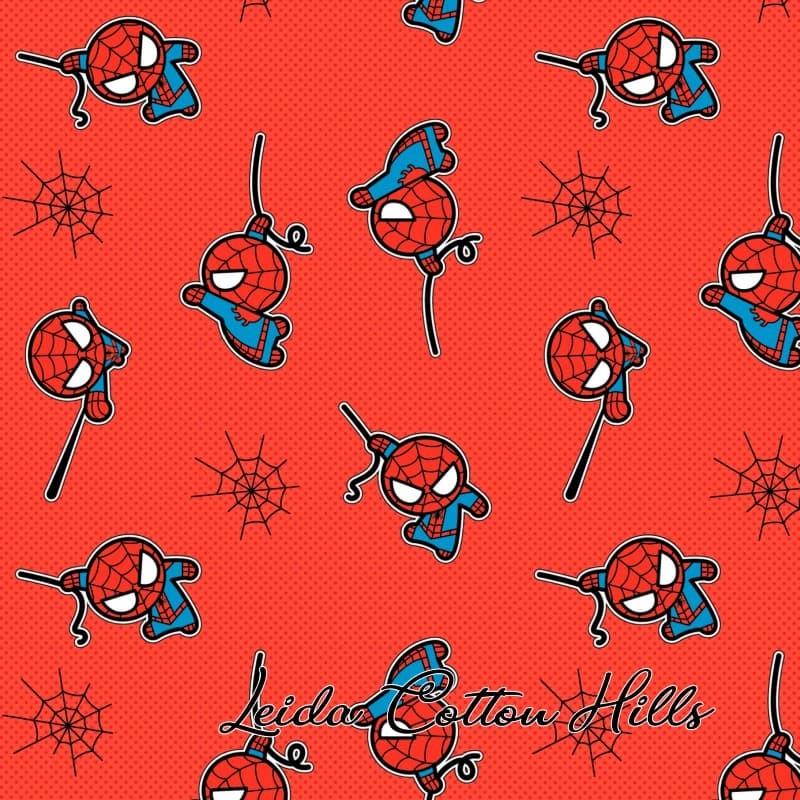 Tela para patchwork de Spiderman en rojo