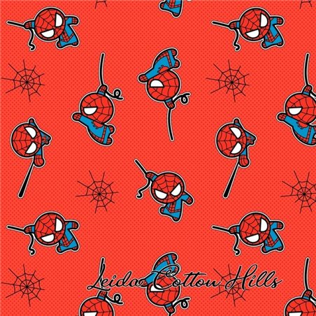 Tela para patchwork de Spiderman en rojo