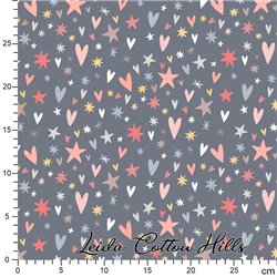 Tela para patchwork con estrellas y corazones