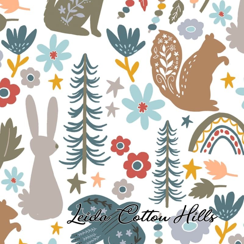 ? Tela para Patchwork juvenil con animales y flores ∙ Leida Cotton Hills