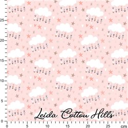 Tela para patchwork con nubes sobre rosa