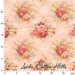 Tela para patchwork con flores sobre rosa