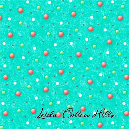 ? Tela para Patchwork verde con lunares de colores  ∙ Leida Cotton Hills