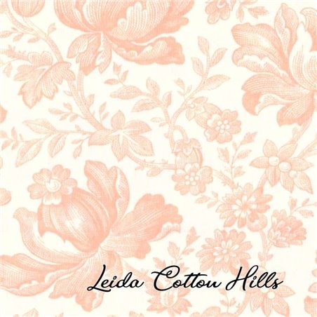 Tela Trasera con flores en color salmon  ∙ Leida Cotton Hills