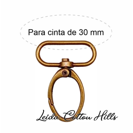 Mosquetón ovalado estrecho metálico color oro viejo 30 mm ∙ Leida Cotton Hills