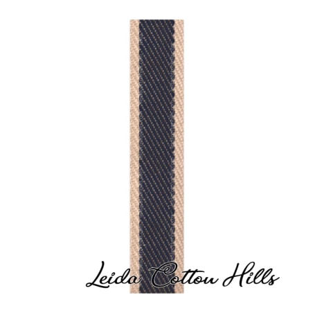 Cinta en dos colores, azul y beige, de algodón reciclado ∙ Leida Cotton Hills