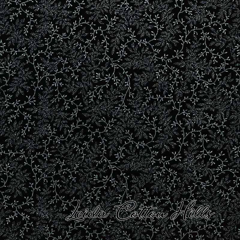 Tela trasera para patchwork con ramitas grises sobre negro ∙ Leida Cotton Hills