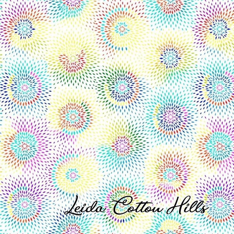 Tela trasera para patchwork con rombos de colores dispuestos en forma radial ∙ Leida Cotton Hills