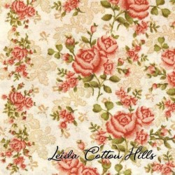 Tela trasera para patchwork con dibujo de rosas sobre beige ∙ Leida Cotton Hills