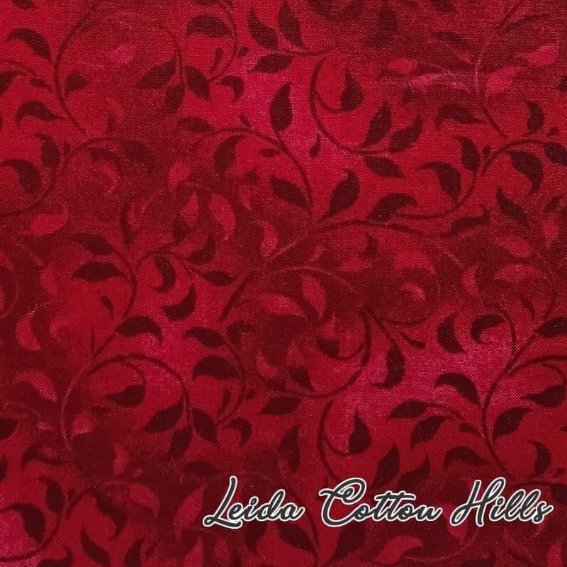 Tela trasera patchwork hojas en tonos rojos ∙ Leida Cotton Hills